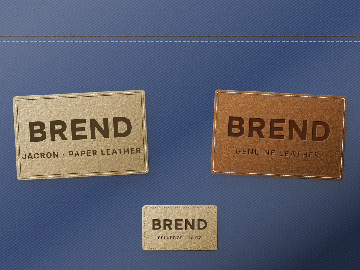 Debossed jacron patch and a leather patch on the back waistband of jeans