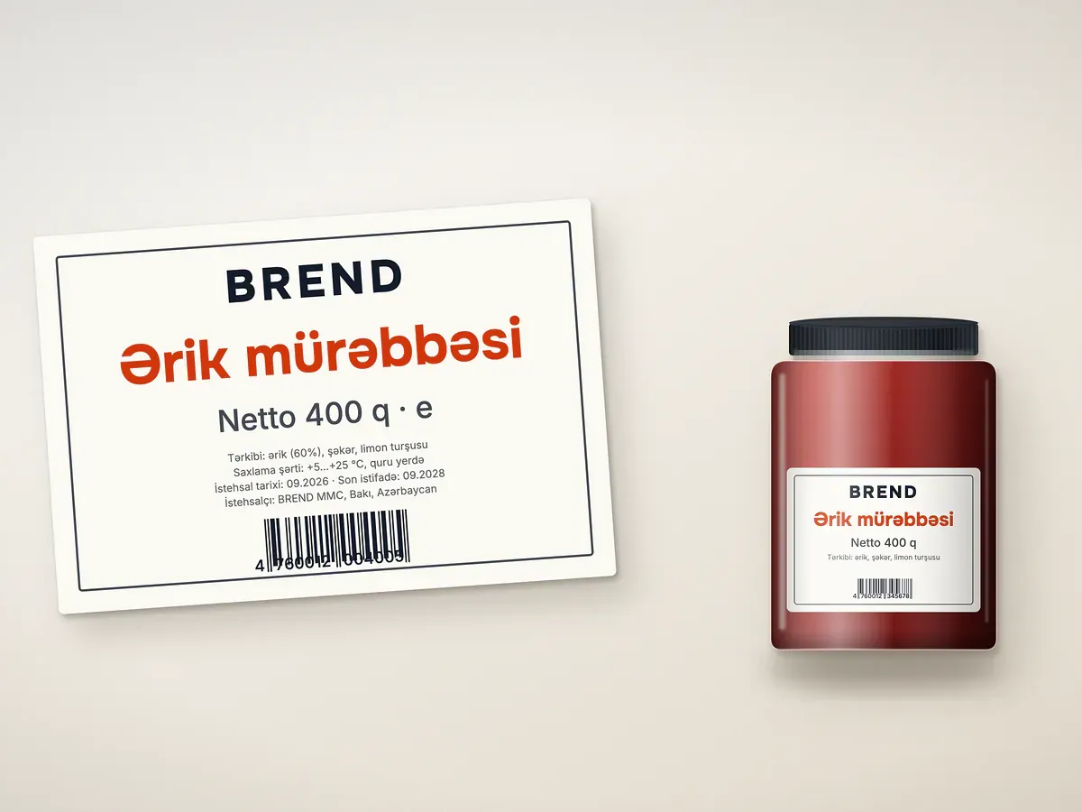 Food label requirements: apricot jam jar and label with ingredients, net weight and expiry date