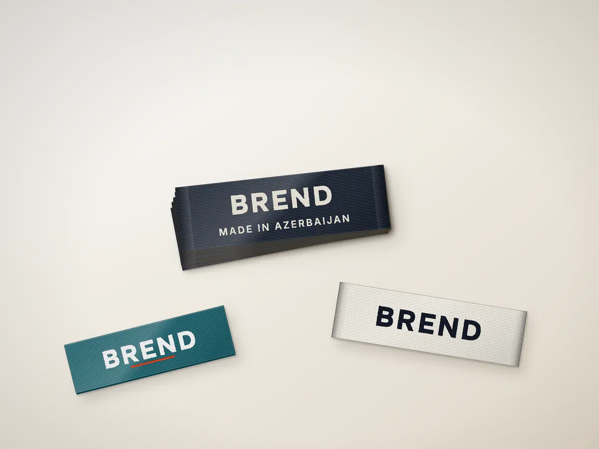 Loqolu damask toxunma etiket nümunələri: tünd göy, firuzəyi və ağ fonda düz kəsim