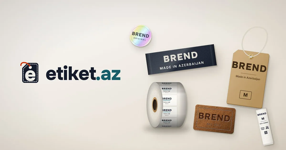 Contact Etiket.az: woven label, leather patch, kraft hang tag, label roll and hologram sticker